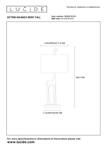 Lampe MISS TALL  LUCIDE 10506/81/02