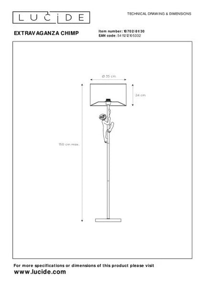 Lampadaire EXTRAVAGANZA or LUCIDE 10702/81/30
