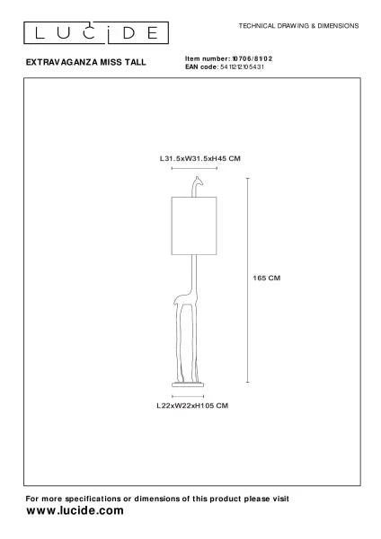 Lampadaire MISS TALL  LUCIDE 10706/81/02