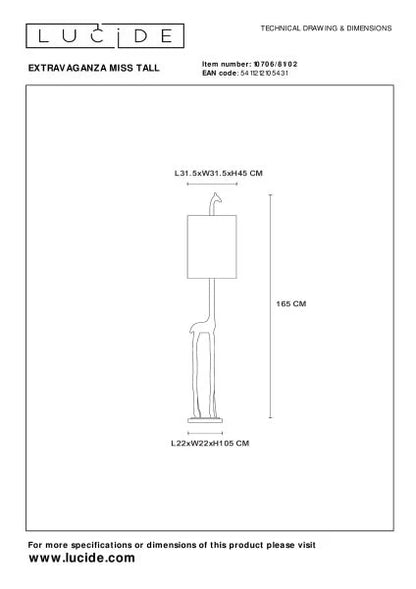 Lampadaire MISS TALL  LUCIDE 10706/81/02