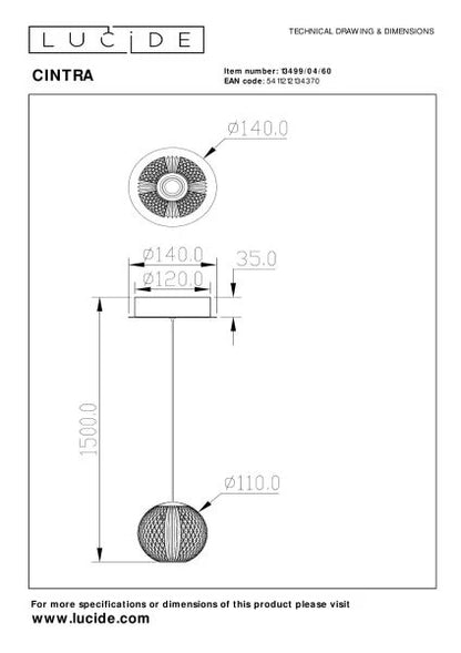 Suspension Cintra LUCIDE 13499/04/60