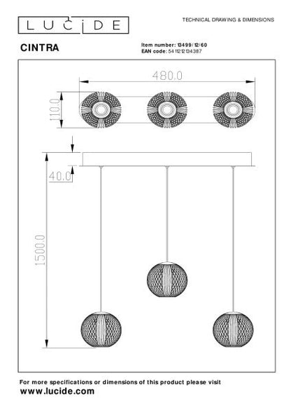 Suspension Cintra LUCIDE 13499/12/60