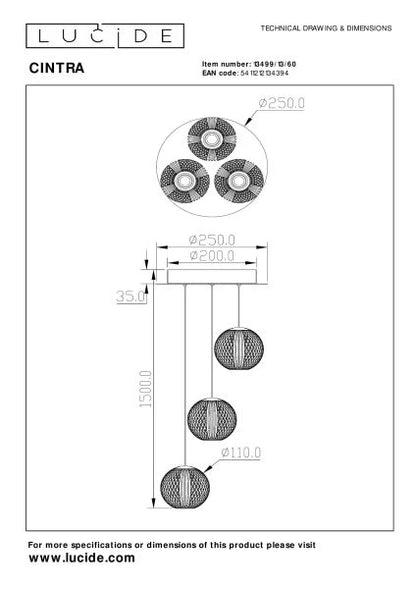 Suspension cascade Cintra LUCIDE 13499/13/60