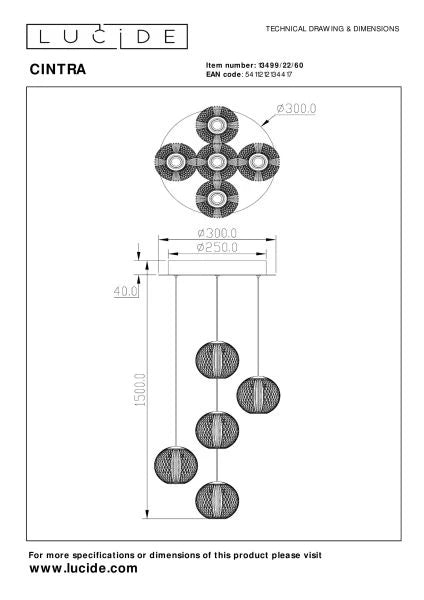 Suspension cascade Cintra LUCIDE 13499/22/60