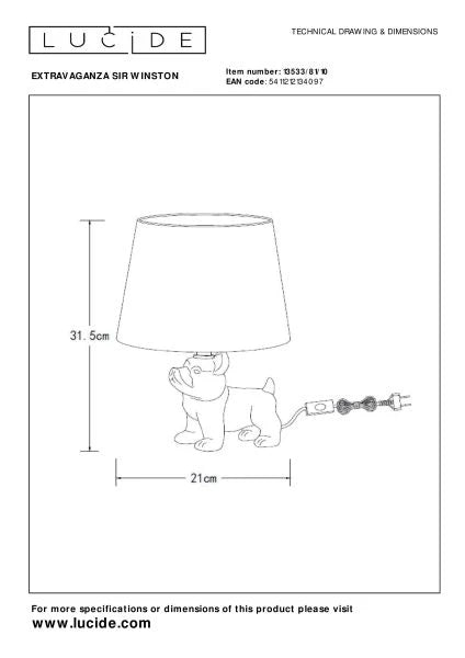Lampe SIR WINSTON noir LUCIDE 13533/81/30