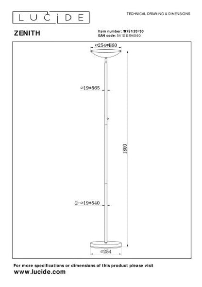 Lampadaire  ZENITH blanc  LUCIDE 19791/20/31