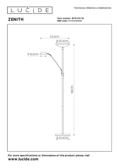 Lampadaire  ZENITH noir  LUCIDE 19791/24/30
