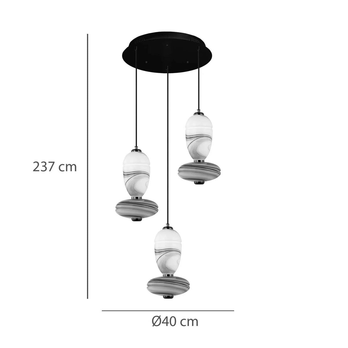 Suspension ELEGANZIA 3 lumières diamètre 40  LOVA 3402