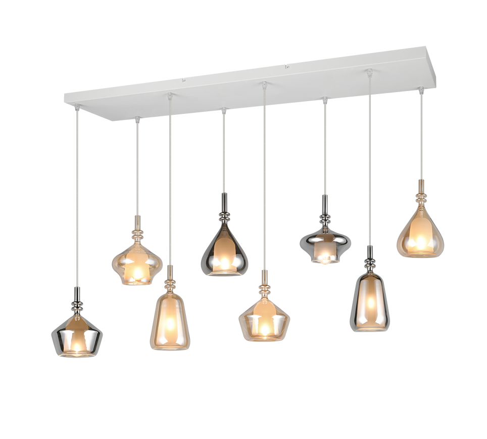 Suspension  Aldea verre multicolore 8 Lumières Trio 349430817