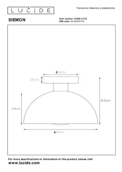 Plafonnier SIEMON LUCIDE 45196/01