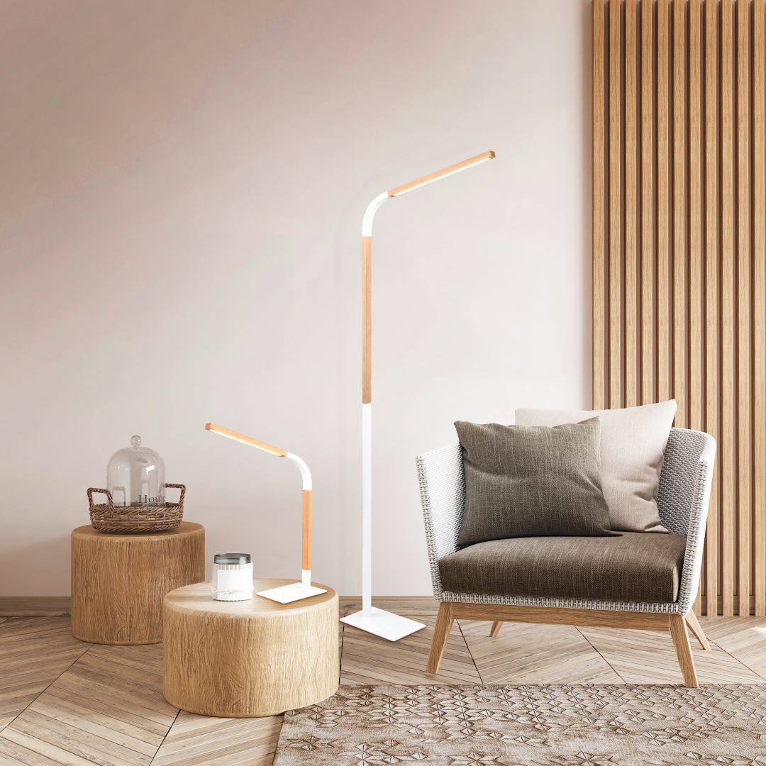 Lampe Norris blanc/bois