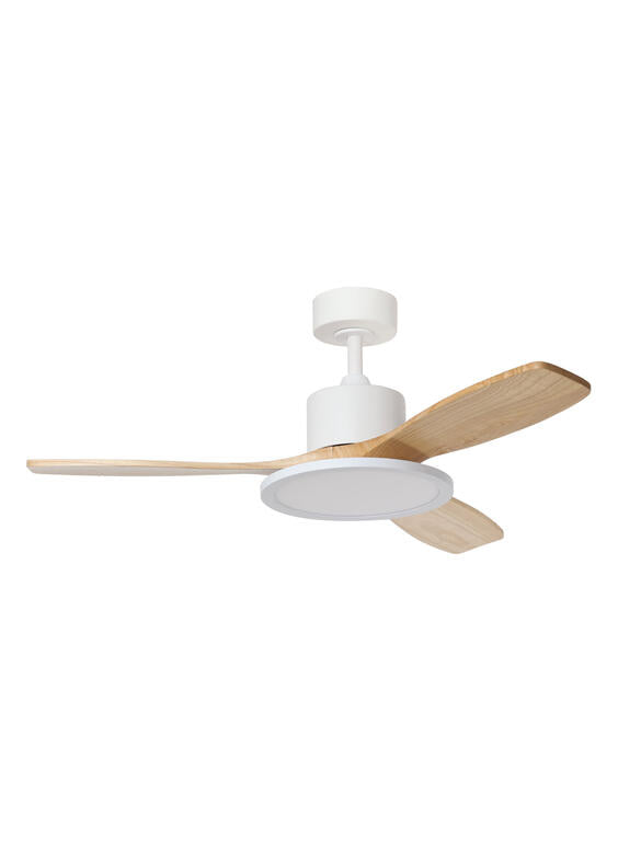 Plafonnier ventilateur RIGA 2 blanc et bois clair  D112 MDC 6004-8709