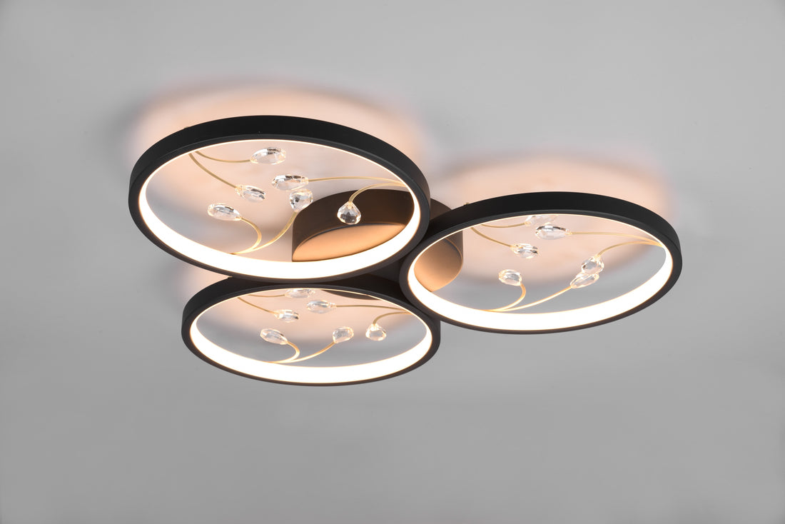 Plafonnier Groovy noir/or rond 642110332