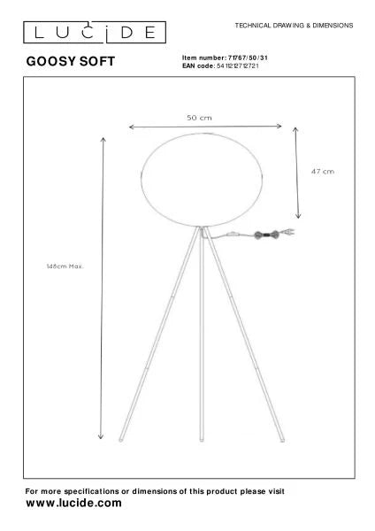 Lampadaire GOOSY SOFT  H140 LUCIDE 71767/50/31