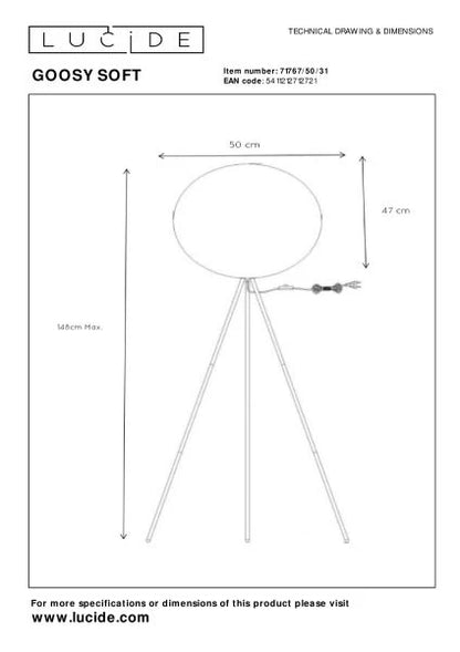 Lampadaire GOOSY SOFT  H140 LUCIDE 71767/50/31
