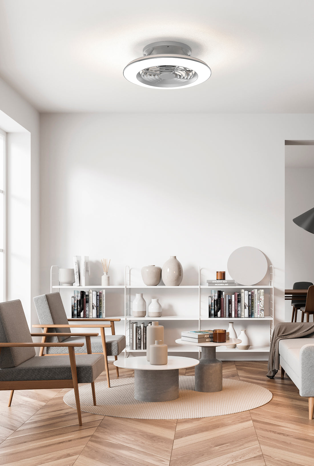 Plafonnier ventilateur Alisio gris argent Mantra 7494