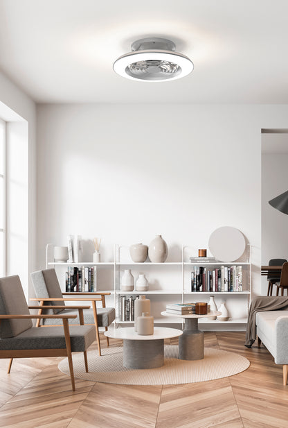 Plafonnier ventilateur Alisio gris argent Mantra 7494