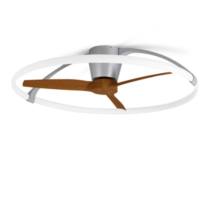 Plafonnier ventilateur Nepal gm blanc/bois foncé Mantra 7533
