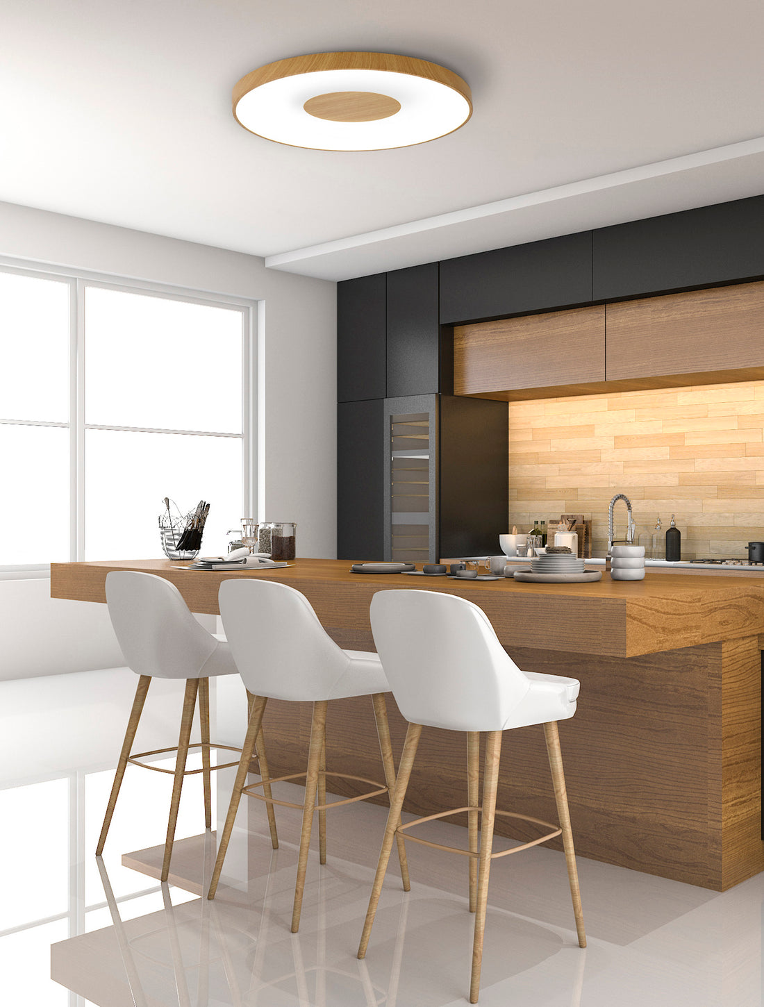 Plafonnier Coin aspect bois mm Mantra 7565