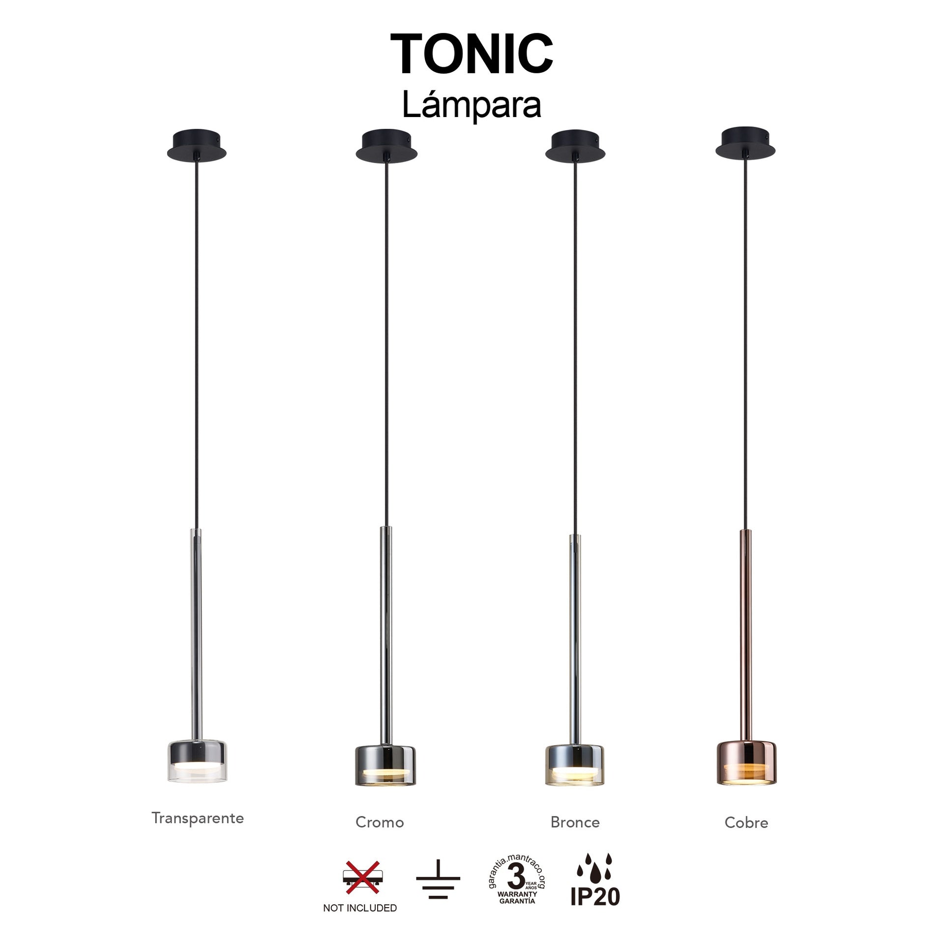 Suspension TONIC verre transparent Mantra 7874