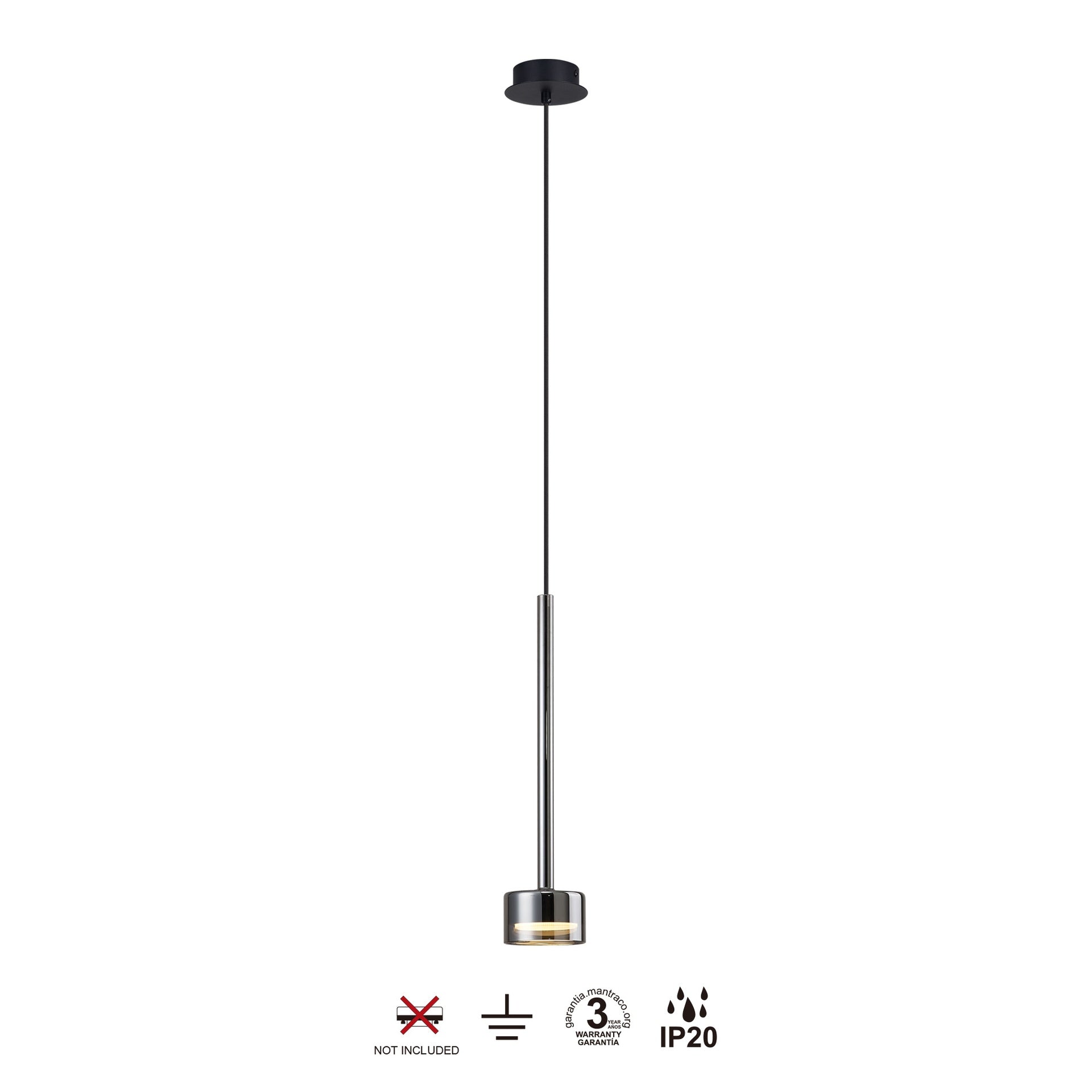 Suspension TONIC verre chrome Mantra 7875