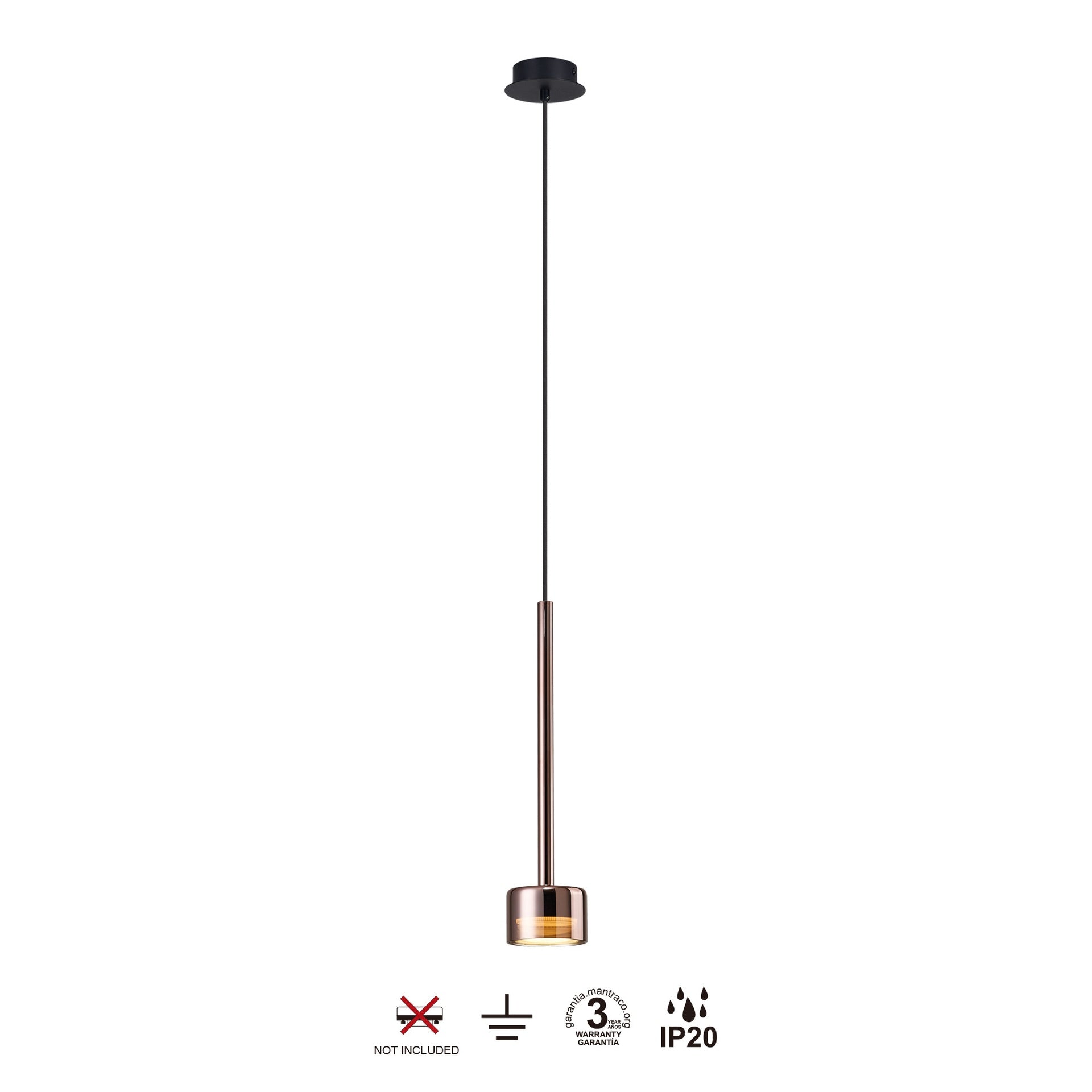 Suspension TONIC verre cuivre Mantra 7877