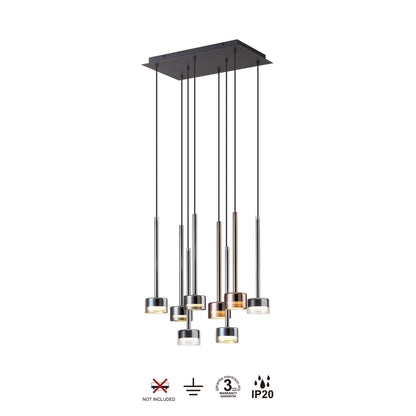 Suspension cascade base rectangulaire TONIC 8 lumières Mantra 7880