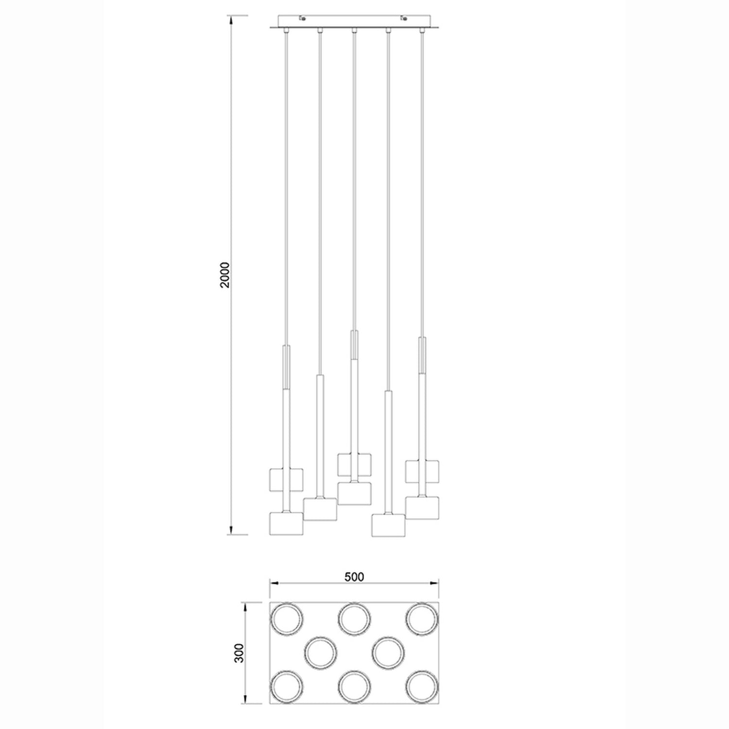 Suspension cascade base rectangulaire TONIC 8 lumières Mantra 7880
