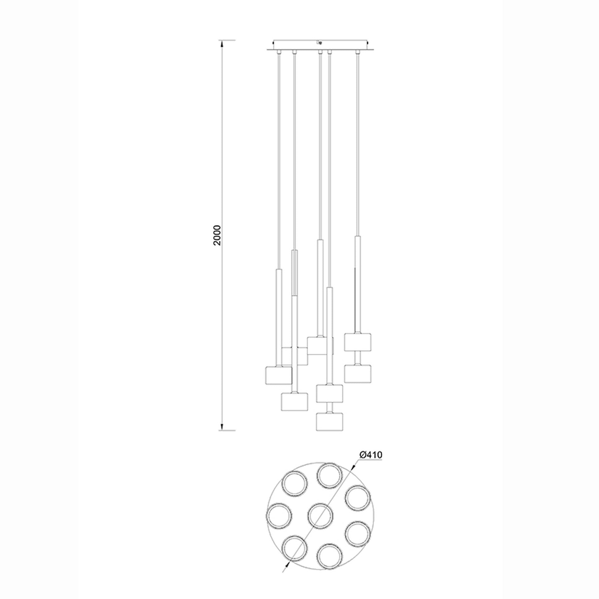 Suspension cascade TONIC 8 lumières D41 Mantra 7881