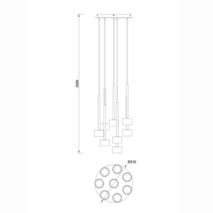 Suspension cascade TONIC 8 lumières D41 Mantra 7881