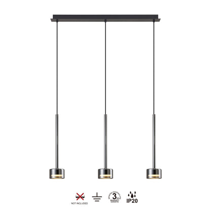 Suspension TONIC 3 lumières verres chromes L71,8 Mantra 7883