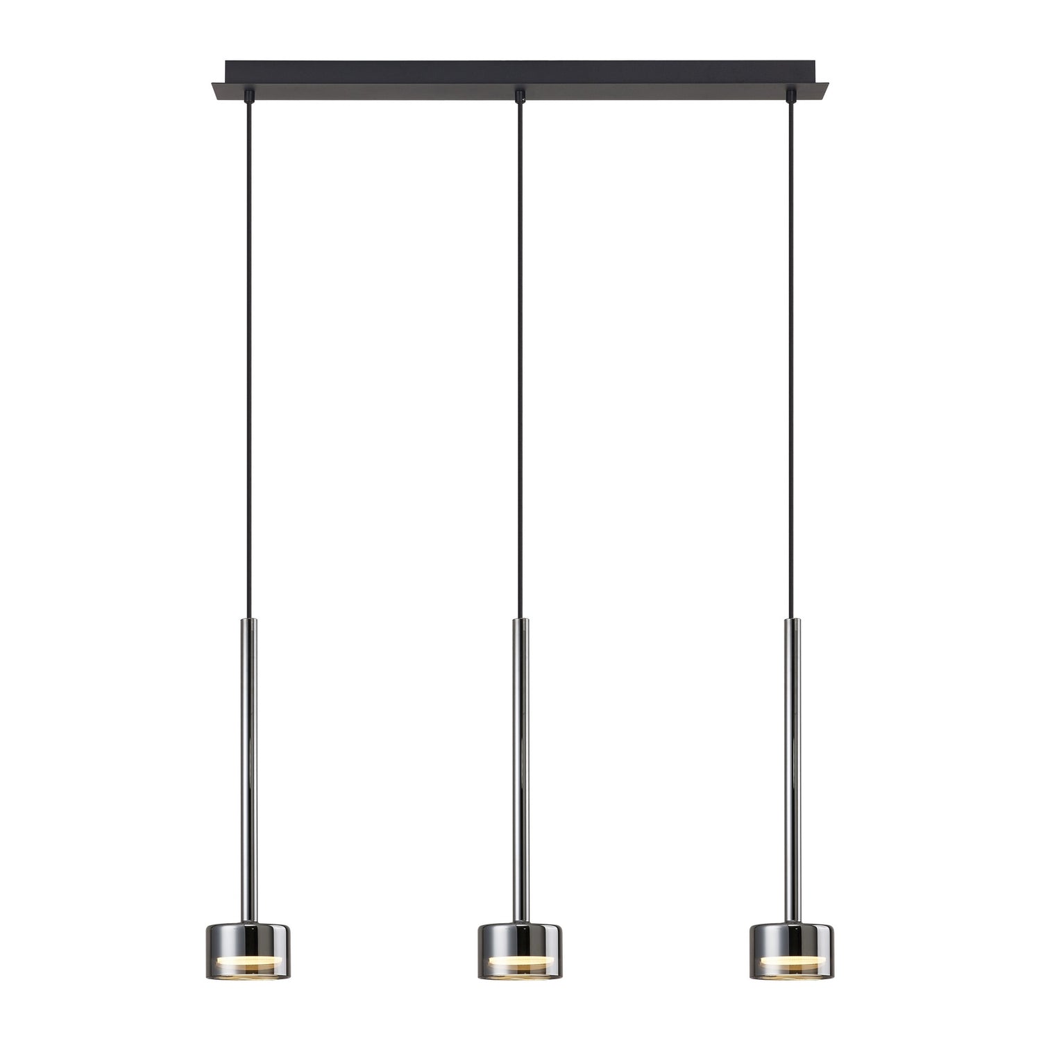 Suspension TONIC 3 lumières verres chromes L71,8 Mantra 7883