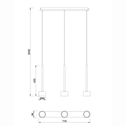 Suspension TONIC 3 lumières verres bronzes Mantra 7884