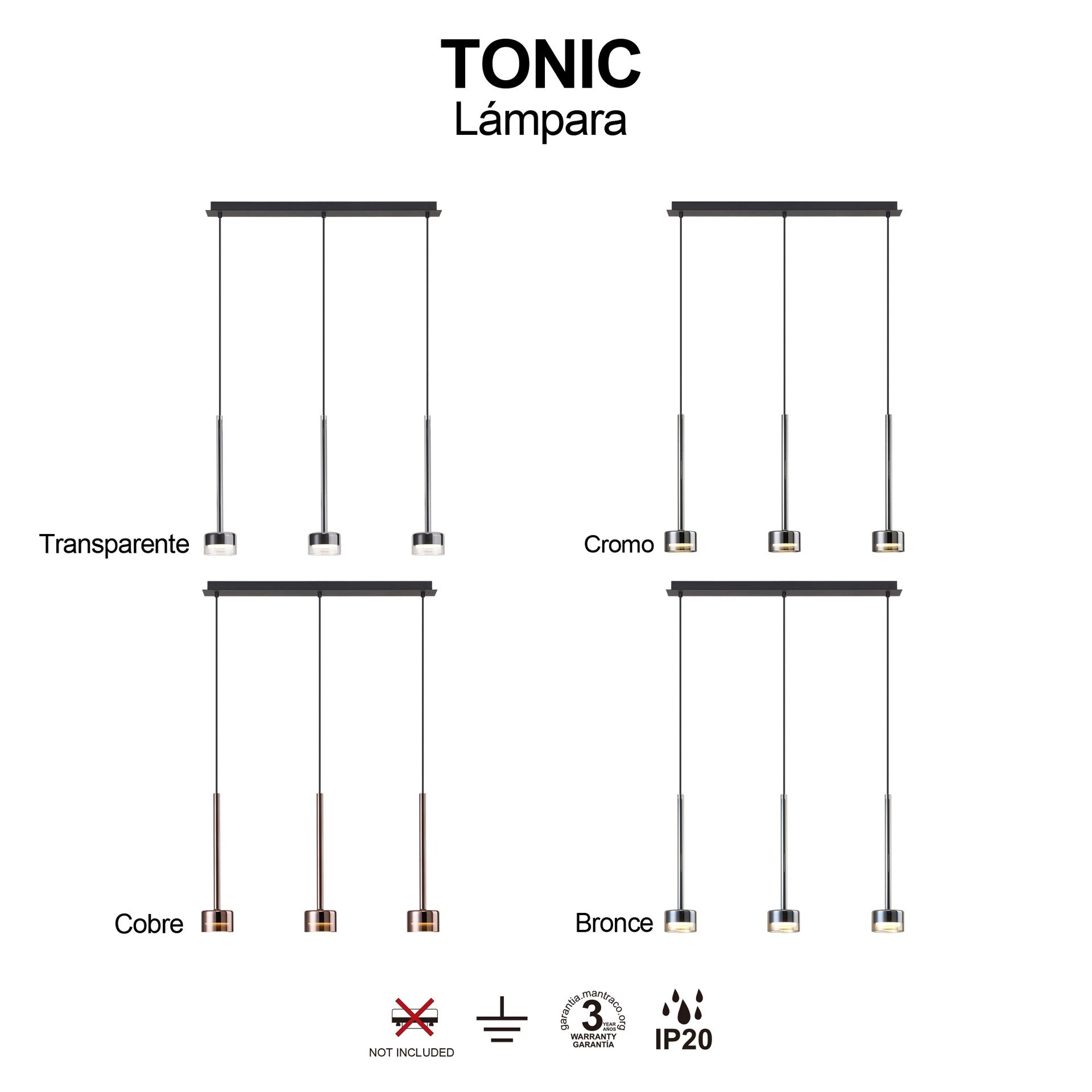 Suspension TONIC 3L cuivre L71,8 Mantra 7885