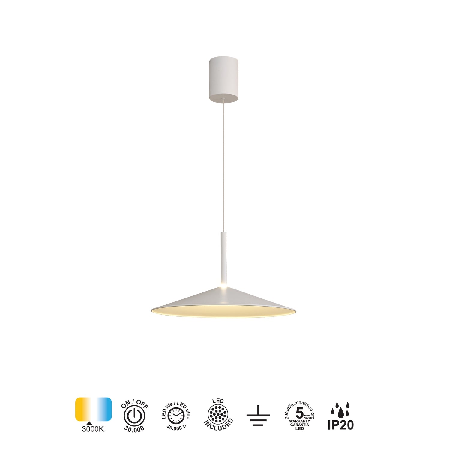 Suspension monte et baisse CALICE blanche D47,5 Mantra 7890