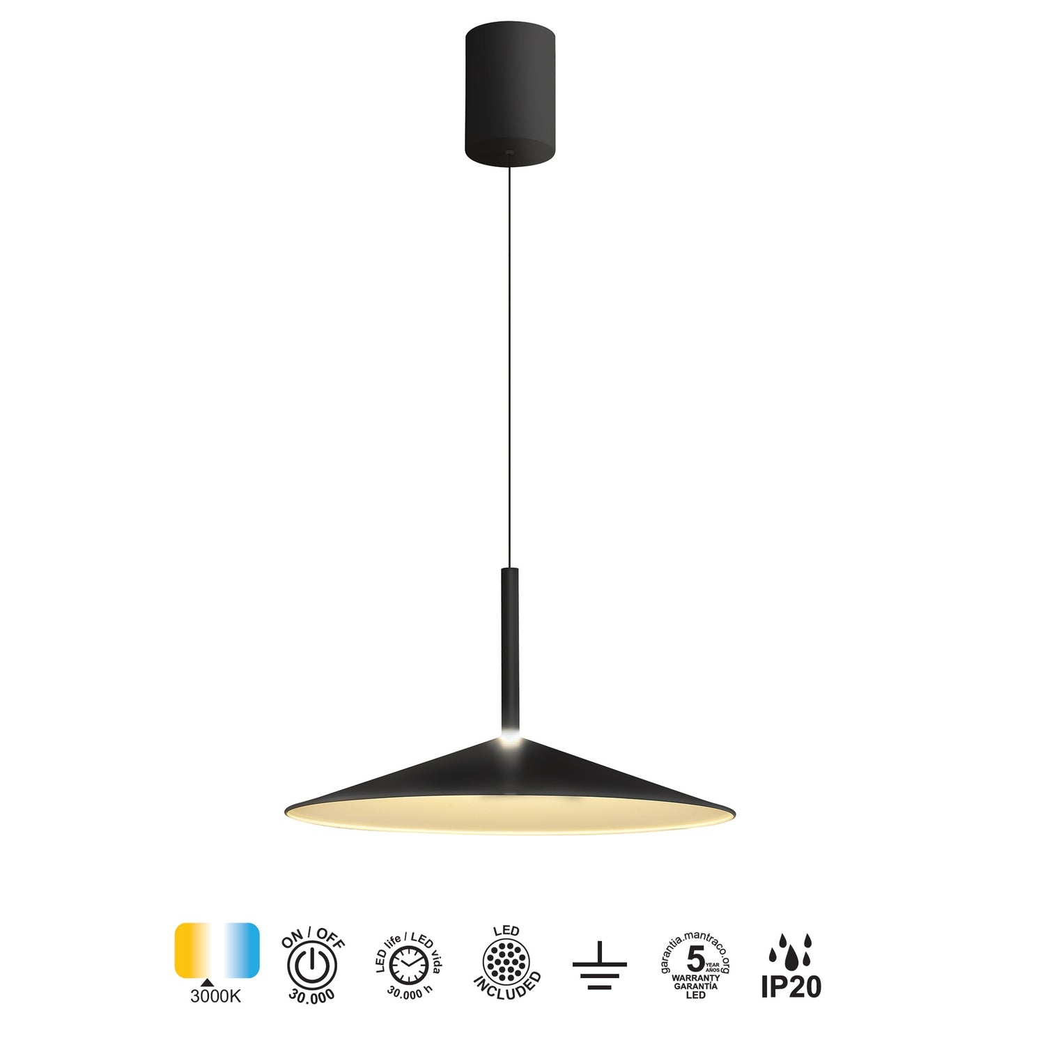 Suspension monte et baisse CALICE noire D47,5 Mantra 7891