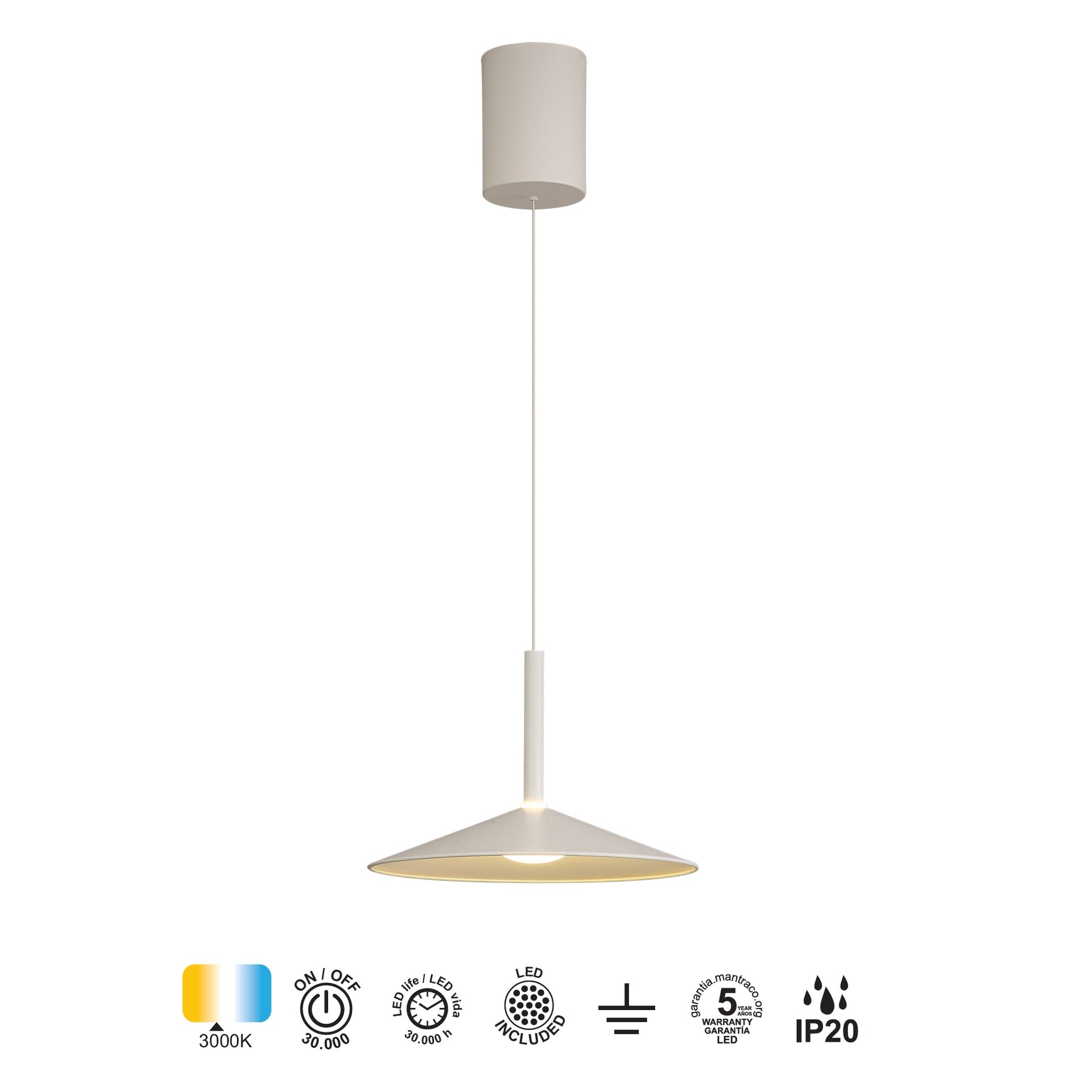 Suspension monte et baisse CALICE blanche D32 Mantra 7894