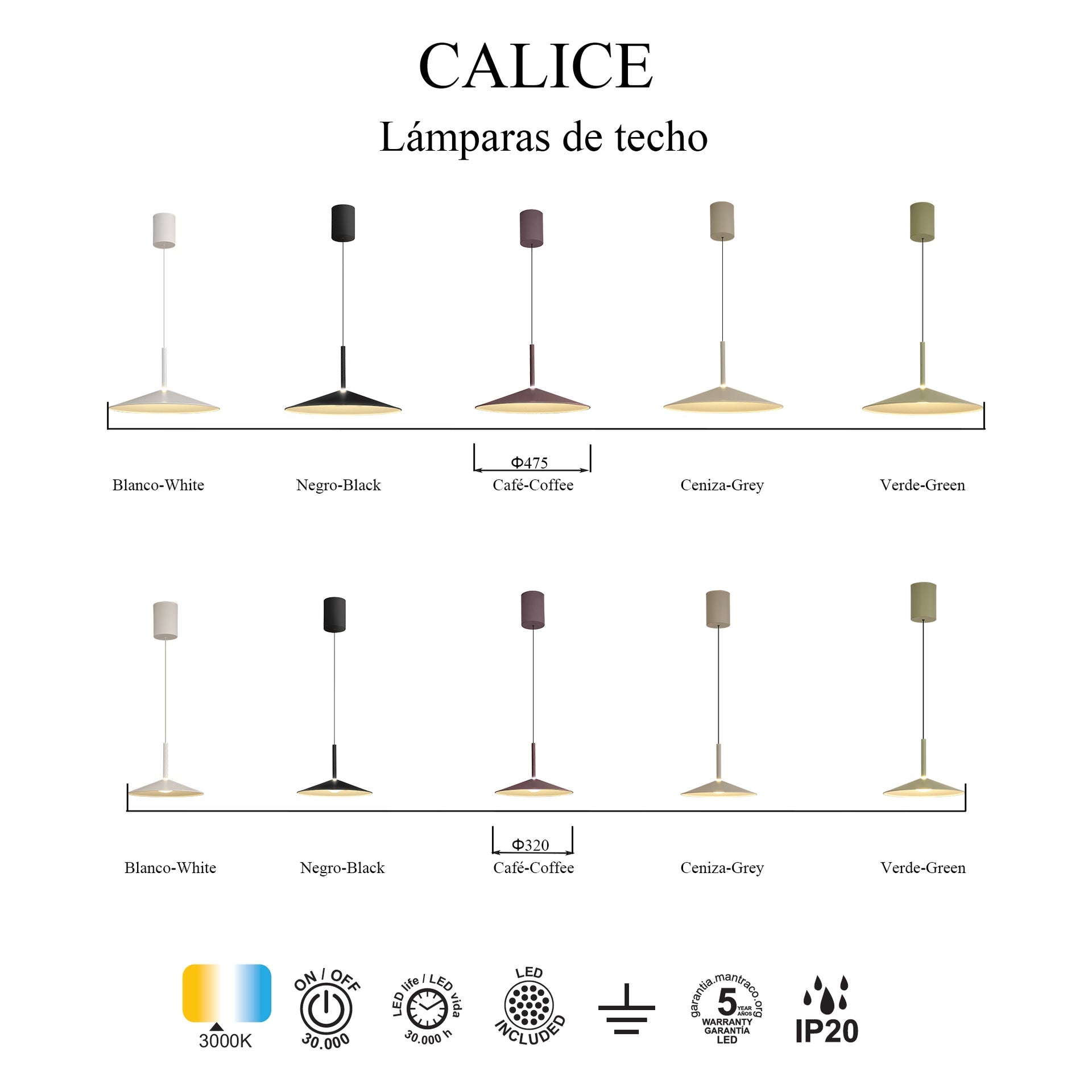 Suspension monte et baisse CALICE vert sauge D32 Mantra 7899