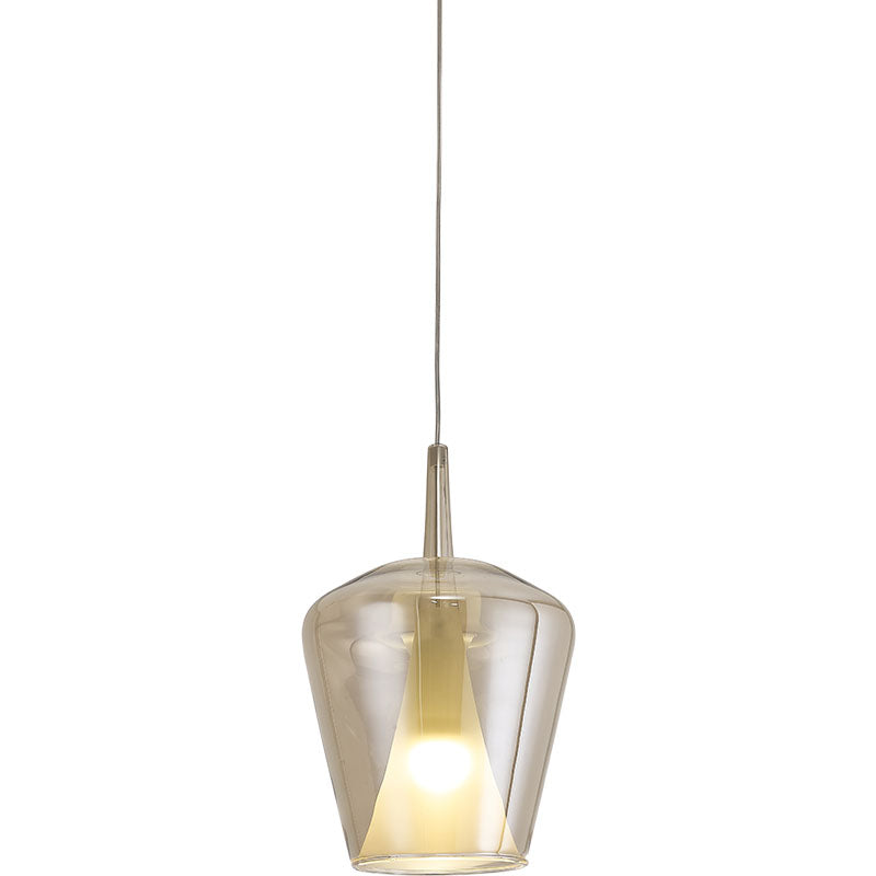 Suspension Elsa poire double verre bronze, blanc