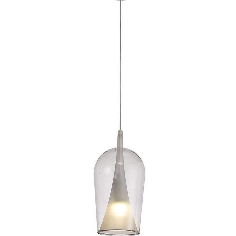 Suspension Elsa longue double verre transparent, blanc Mantra 8250 + 8265