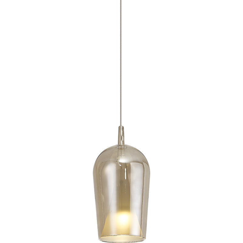 Suspension Elsa longue double verre bronze, blanc