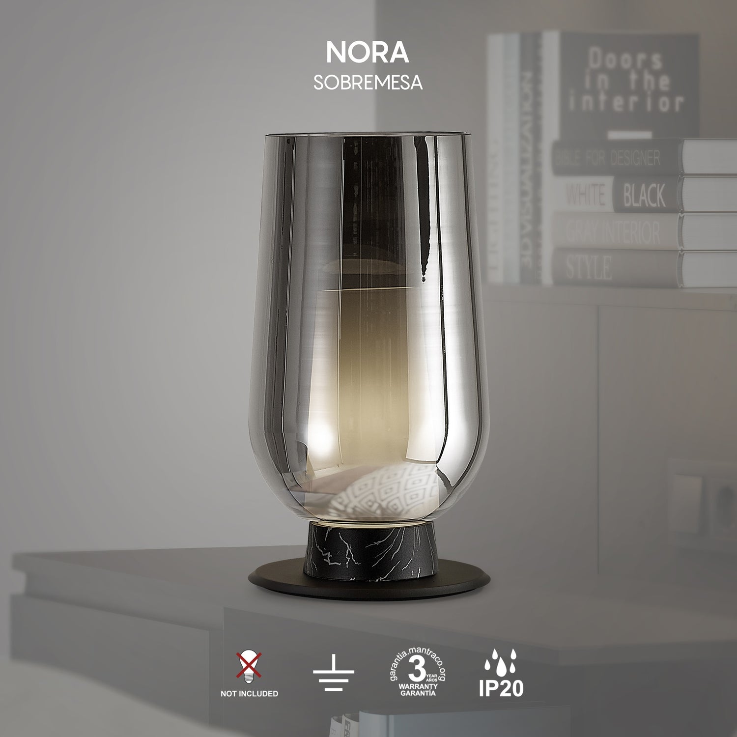 Lampe NORA noire H33,2 Mantra 8289