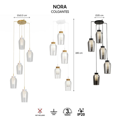 Suspension cascade NORA or 5 lumières Mantra 8395