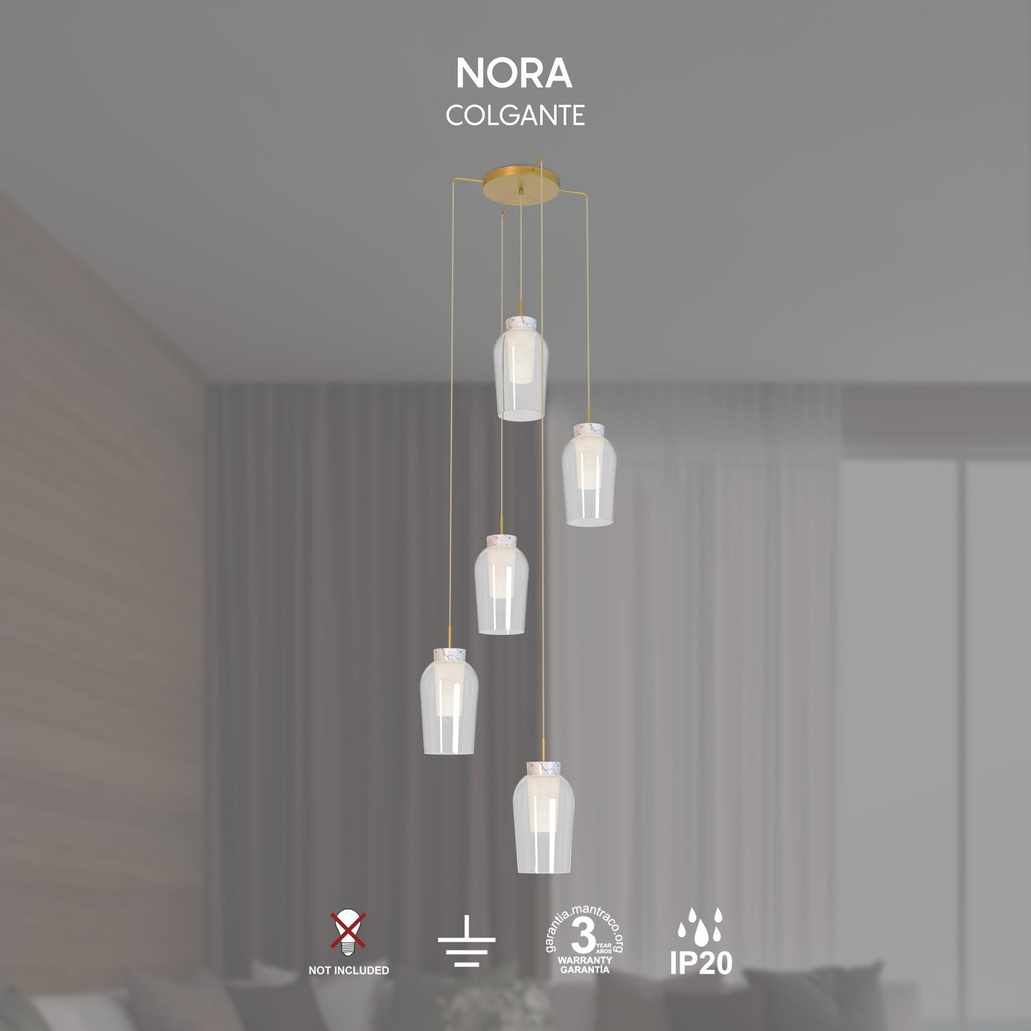 Suspension cascade NORA or 5 lumières Mantra 8395