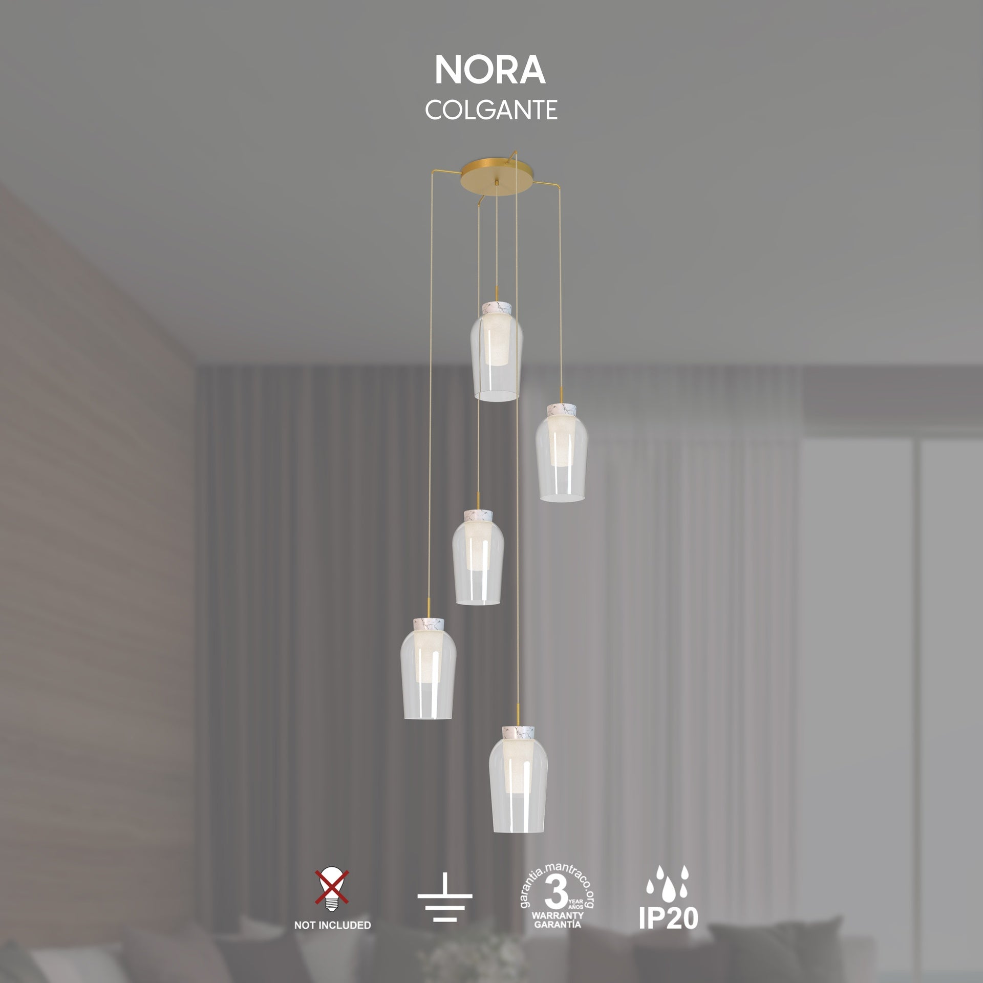 Suspension cascade NORA or 5 lumières Mantra 8395