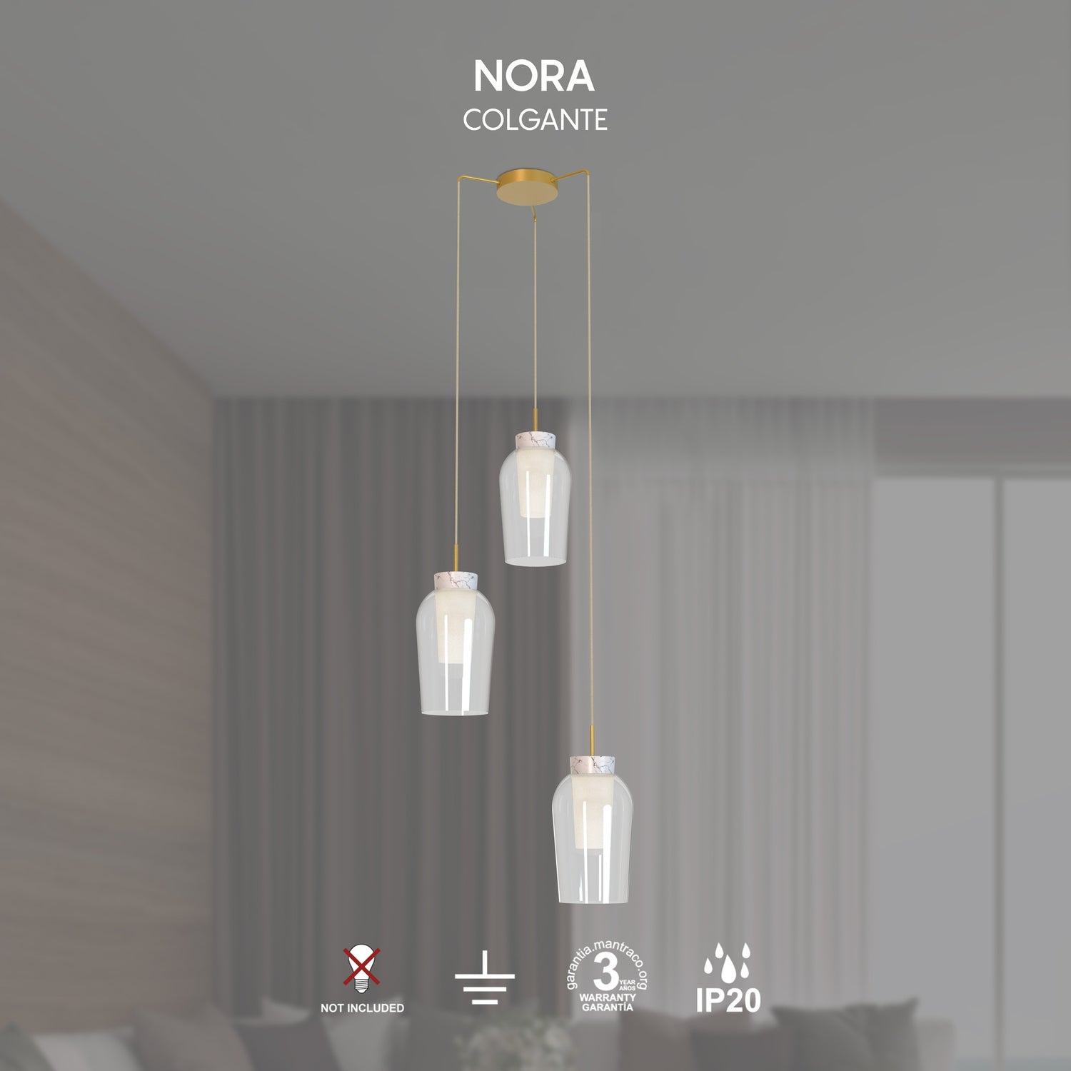 Suspension Cascade NORA or 3 lumières Mantra 8396