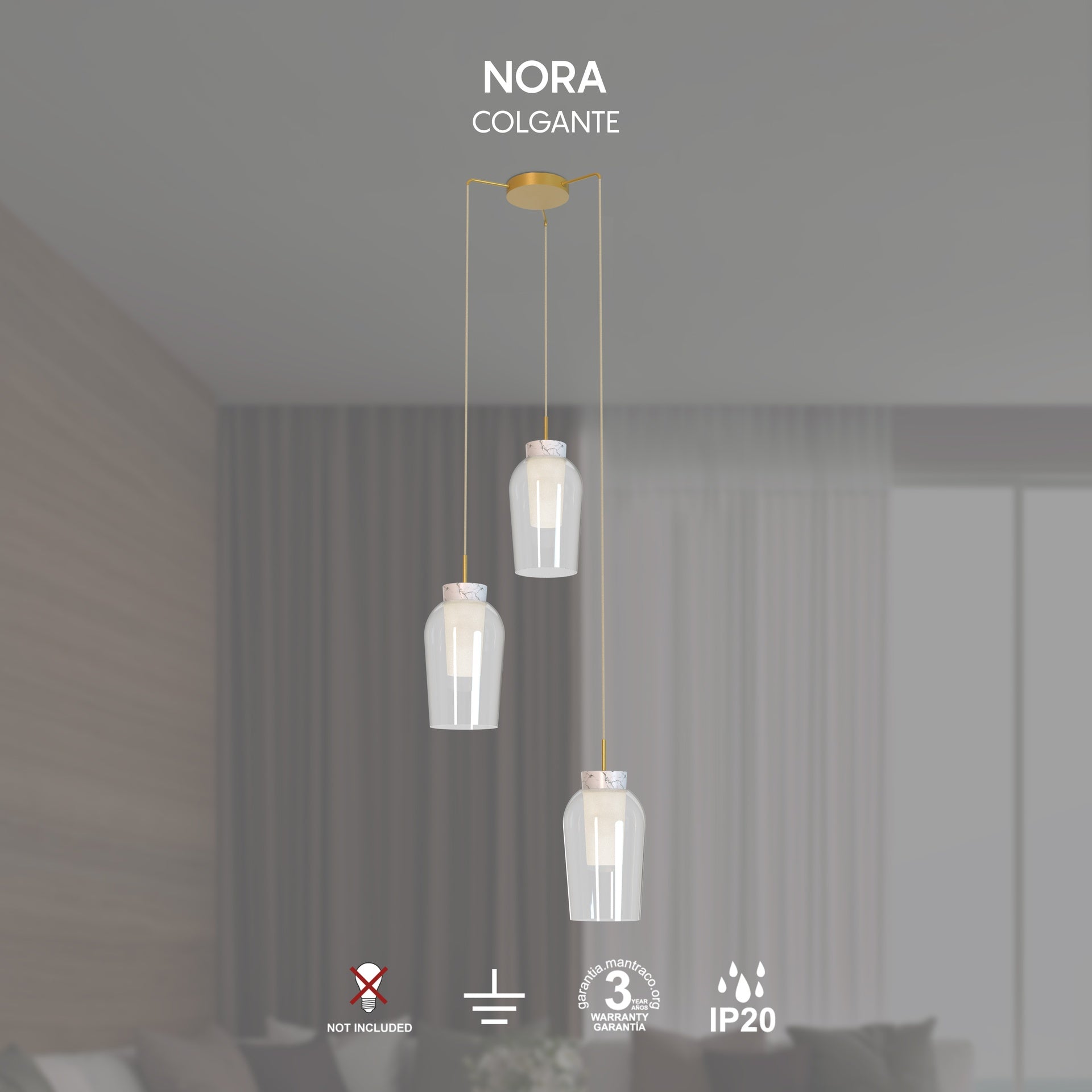 Suspension Cascade NORA or 3 lumières Mantra 8396
