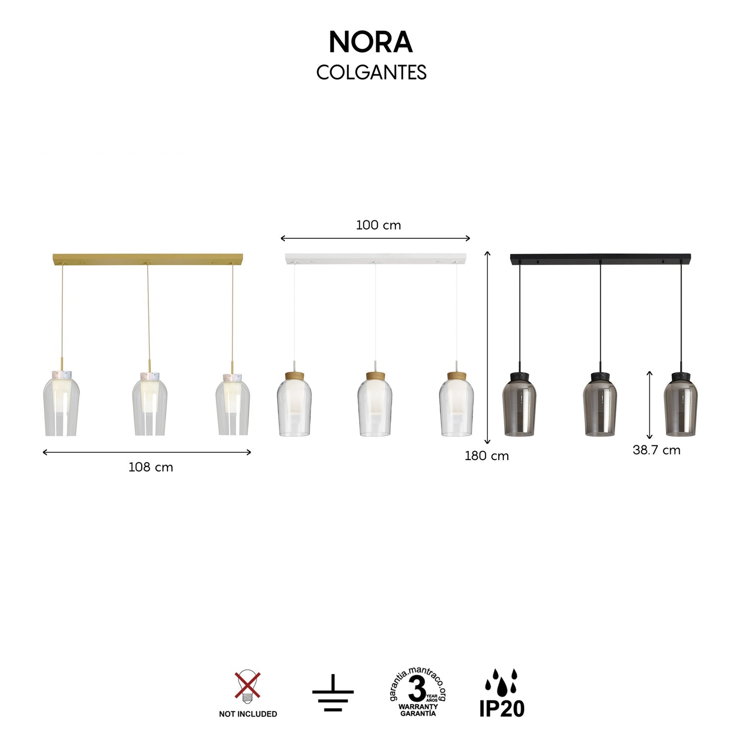 Suspension NORA or 3 lumières Mantra 8397