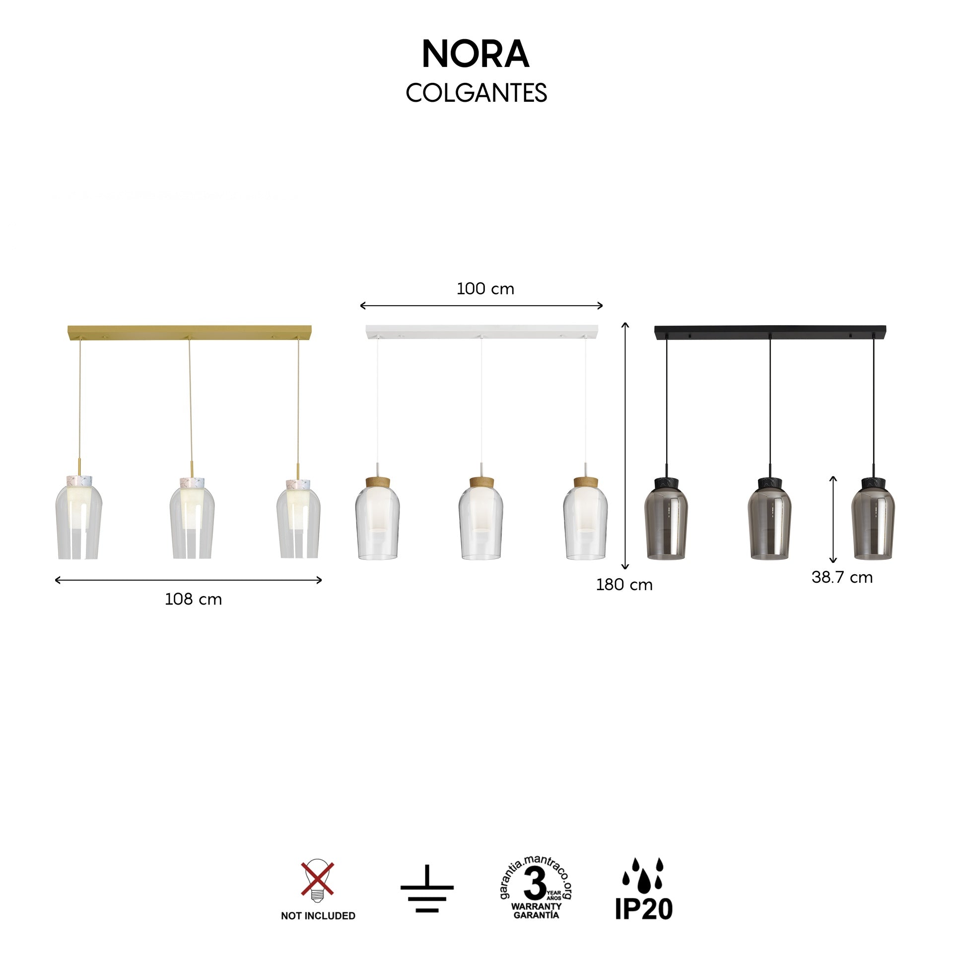 Suspension NORA or 3 lumières Mantra 8397