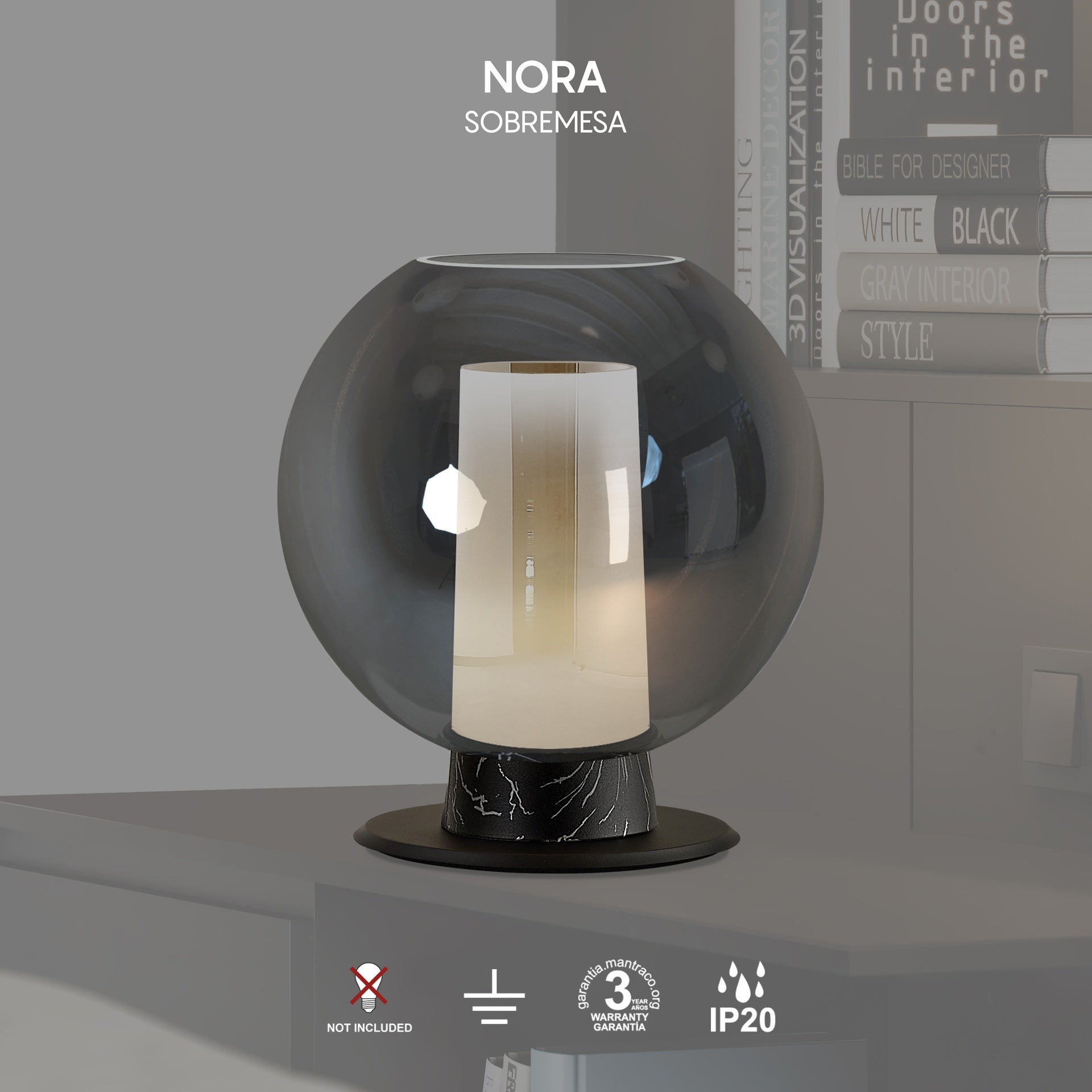 Lampe NORA noir H26 Mantra 8403